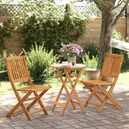 INLIFE 3-TLG. Bistro-Set Klappbar Massivholz Akazie,Möbel,Gartenmöbel,Gartenmöbel-Sets,Braun,18.4 KG,3295251