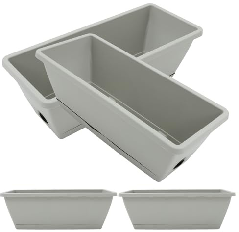 BIUDECO 4 set Fioriere Rettangolari per Ortaggi e Fiori con Vassoio Vaschette da Balcone in Plastica Resistente Vasi per Piante Grandi per Giardinaggio Indoor e Outdoor