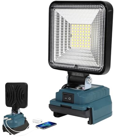 Lámpara a Batería para Bosch 21V, 50W 4000Lm, Luz de Trabajo LED Inalámbrica, Foco LED Bateria, Lámpara Portátil para Obras con Puertos de Carga Tipo C y USB (Sin Batería)