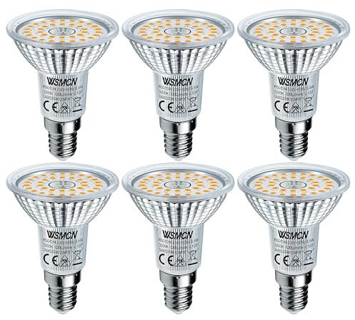 WSMCN Lampadine LED E14 R50 Bianco Caldo 3000K 6.5W Equivalenti a 100W 720lm Non Dimmerabile Faretti LED per Interni, Angolo 120°, Senza Sfarfallio per Protezione Occhi, Risparmio Energetico, Set da 6