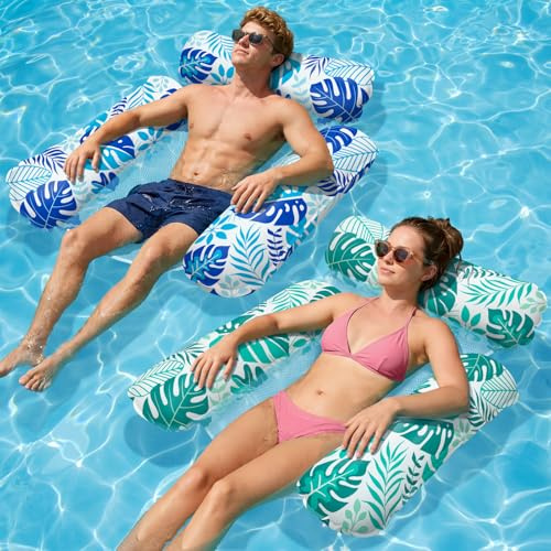Elidepe Luftmatratze Pool, 4 in 1 Pool Spielzeug Wasserhängematte, 2 Stück Pool Zubehör Spaß Erwachsene, Wasserspielzeug Luftmatratze Wasser