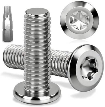 Ezitruz M6 Vis à Tête Plate Torx, Vis en Acier Inoxydable A2 V2A, M6x40 mm Boulons de Meubles, 15 Pièces Boulons à Hexagonale Filetage Complet Avec Torx Tournevis pour Réparation de Meubles