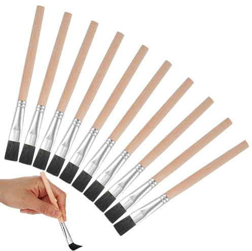 XLIUAX 10 Stück Breite Flache Pinsel, Borstenpinsel Set, Flache Ausbesserungspinsel kleines Künstlerpinsel Set für Details, Acryl, Anfänger, Künstler und Gemälde Liebhaber (Schwarz)