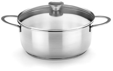 BRA Ancora - Cacerola, 20 cm, Acero Inoxidable 18/10, con Tapa de Cristal (Braisogona_A390353)