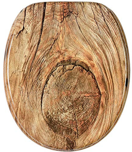 Sanilo WC Sitz mit Absenkautomatik, hochwertiger Toilettendeckel, einfache Montage, stabile Scharniere, Rustikal