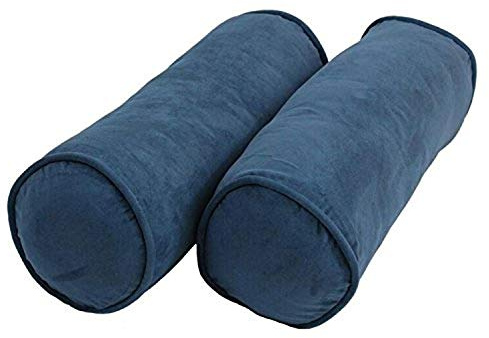 Blazing Needles Corded Microsuede Throw Pillows (Set of 2), 20 x 8, Indigo