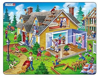 Larsen US18 Rahmenpuzzle für Kinder I Do-It-Yourself Haus & Gartenarbeit I Puzzle ab 3 Jahre I Tolles Kinderpuzzle mit 62 Teilen I Spielspaß & Lernen