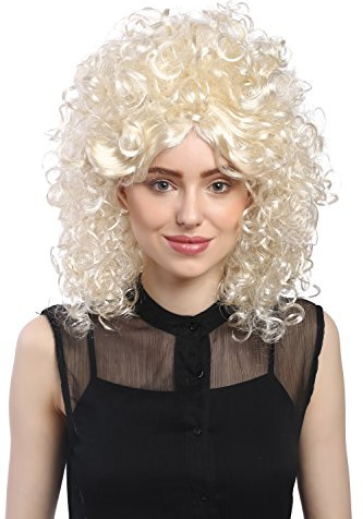 WIG ME UP - 91035-ZA613-ZA88 Perücke Damen Karneval Stark Gelockt Locken Afro 70er 60er Barock Turmfrisur Beehive Hellblond-Mix Blond