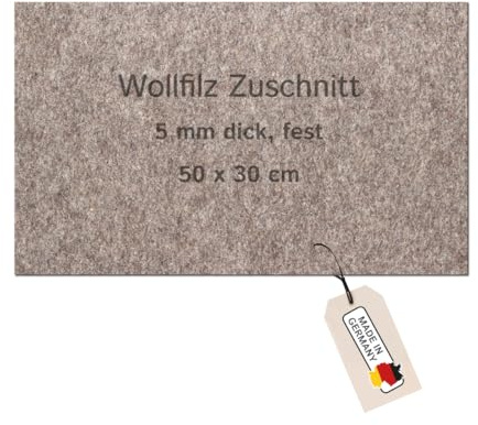The Felt Store Feltro 50 x 30 cm, Spessore 5 mm, Peso Specifico 0,36 (Solido) - Feltro di Lana Spesso - Made in Germany