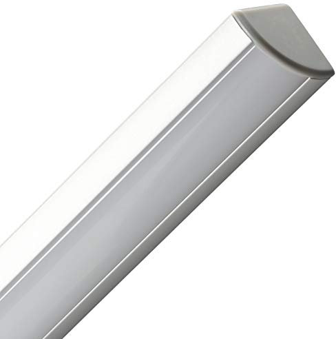 Gedotec Winkel-Profil Alu LED-Eckprofil Aluminium Profilleiste für LED-Streifen - Stripes | Länge 2000 mm | silber eloxiert | Aluminiumprofil mit Scheibe milchig | 1 Stück - Aufbauprofil abgewinkelt