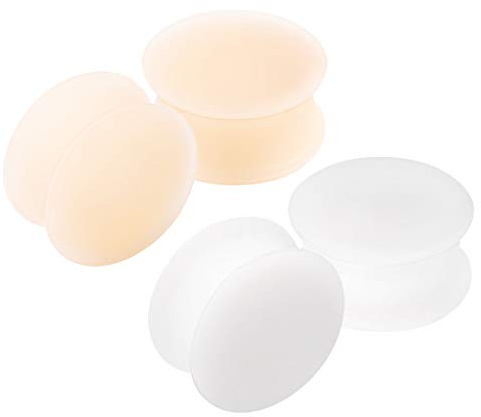 KJM FASHION 4 Stk Silicone Hautfarbe Weiß 20 mm 3/4inch Double Flared Ohrschmuck Stab Plugs Ohr Stecker Dehnen Gauges Piercing Schmuck 2833