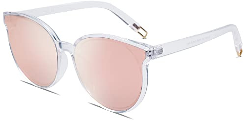 SOJOS Retro Runde Polarisierte Sonnenbrille SJ2057 | UV400 Schutz Groß Damen Herren Unisex Rund Vintage