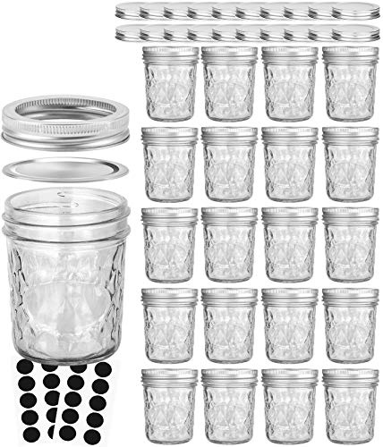 VERONES Mason Jars 6 OZ, 20 PACK 6oz Mason jars Canning Jars Jelly Jars With Lids, Ideal for Jam, Honey, Wedding Favors, Shower Favors, Extra 20 Lids