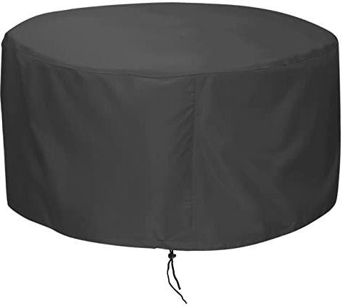 LBTING Feuerschalen-Abdeckung, 121,9 cm Abdeckung für 101,6–127 cm runde Feuerstelle, wasserdicht, winddicht, staubdicht, UV-beständig, robuste Abdeckung für den Außenbereich, Terrasse, Feuerstelle, Tisch – Schwarz
