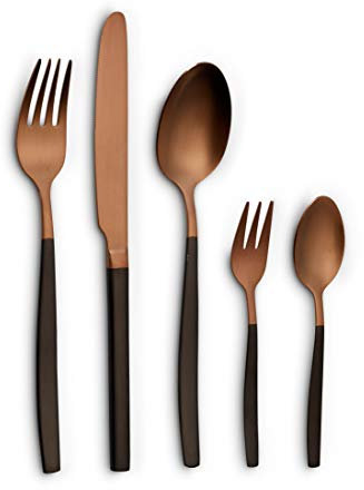 Echtwerk Tafelbesteck Positano Due-Bronze/Black Edition, 20-teilig, für 4 Personen, 18/10 mattiert, Edelstahl, Hochwertiges Besteck Set, für Esstisch, Tischdeko für Hochzeiten und festliche Tafeln