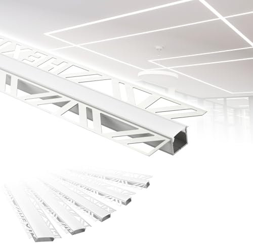 HEXIM LED Trockenbauprofil Alu Unterputzprofil LED Profil (96 Meter / 48 Profile) inkl. Abdeckung opal Trockenbauleiste Einbauprofil Schiene Decke Wand (ALED-1, Leuchtbreite 12mm)