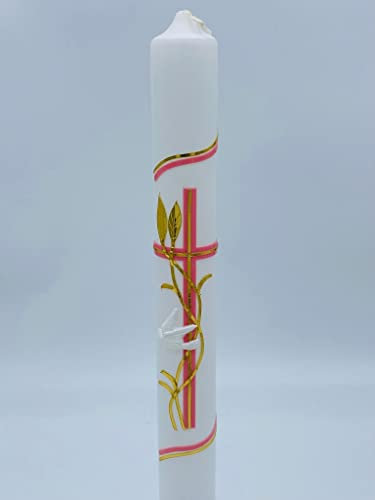 Taufkerze Kommunionkerze Pink/Gold inkl. Beschriftung / Personalisierung / Kommunion / Taufe / Handarbeit