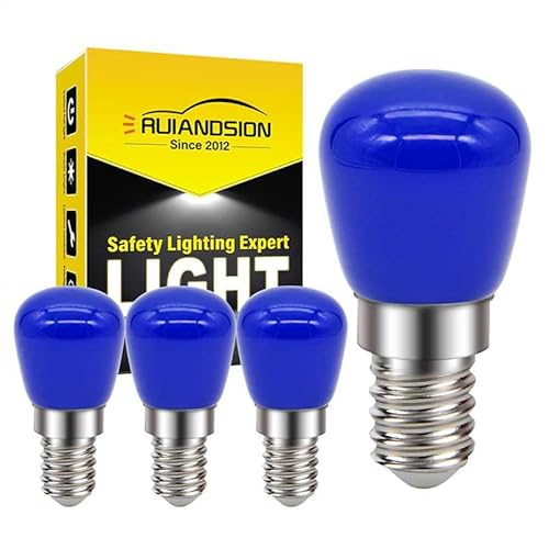 Ruiandsion E14 LED Lampadina 220V Frigorifero Lampadine di Ricambio per Elettrodomestici Frigorifero Cappa, Blu (confezione da 4)