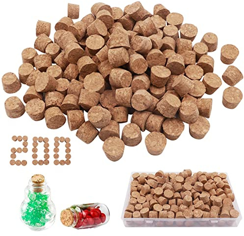Korken zum Basteln, Korkstopfen Konisch mit Aufbewahrungsbox, 11mm,200 Stk | Spitzkorken für Reagenzgläser, Flaschen, Dekorationen, Medizinkorken, Wunschflaschen
