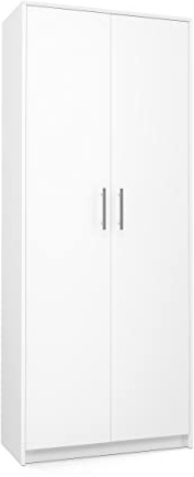 CDF Mehrzweckschrank Oliv 2 Türen 180x74x35 cm Weiß Matt | Aktenschrank mit 8 Ablagen, Platte 16 mm kratzfest und feuchtigkeitsbeständig, ABS-Kanten, für Büro und Wohnzimmer