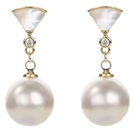 Oivzziy Perlenohrringe Ohrhänger für Damen, 925 Sterling Silber und Vergoldet, mit Natürlichen Muschelperlmutt und Weißen Perle Hängende Tropfen Ohrringe