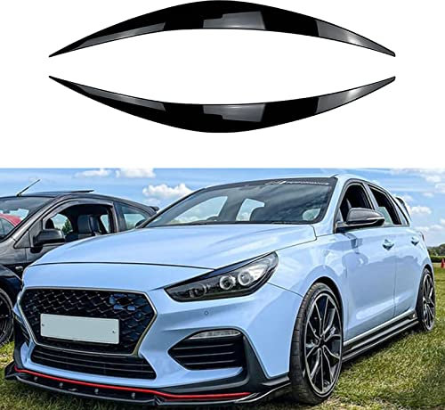 Für Hyundai I30 I30N MK3 2017 2018 2019, Autoscheinwerfer Wimpern Augenbrauen Aufkleber Trim Augenlider Deckel, Scheinwerferblenden Schutz und Dekoration,Gloss Black
