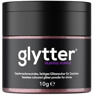 Glytter Glitzerpulver für Getränke (Lila) - essbarer Glitzer für Drinks & Flüssigkeiten, z.B. für Likör, Sekt, Cocktails - trinkbares & geschmacksneutrales Glitzerpulver - Glitzerpuder, Glitzer-Staub