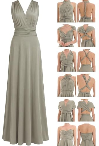 Juvell Brautjungfernkleider lang - Infinity Dress Maxi - Abendkleider elegant-festlich - Multiway-Wickelkleid - Hochzeit-Abiball-Bridesmaid - 1000 (40-44, Hellgrün)