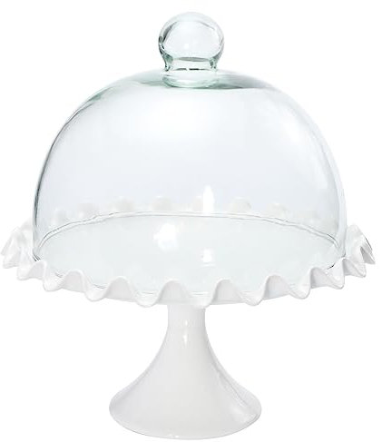 YARNOW Glasglocke Mit Keramikteller Als Speisenabdeckung Glastortenhaube Für Lebensmittel Glasabdeckung Für Drinnen Und Draußen Praktische Lebensmittelabdeckung