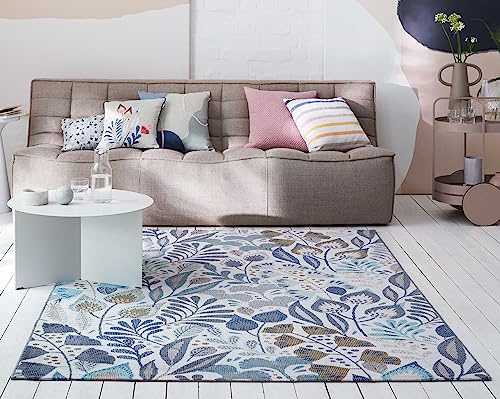 Wecon Home Lilly gewebter Outdoor-Teppich, 133 x 200 cm, blau beige