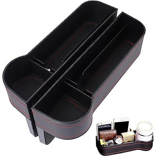 SSyang Auto Aufbewahrungsbox - 2 Stücke Autositz Gap Organizer, Mittelkonsole Organizer Mit Einfacher Und Schneller Installation für Aufbewahrung Im Auto (Schwarz)