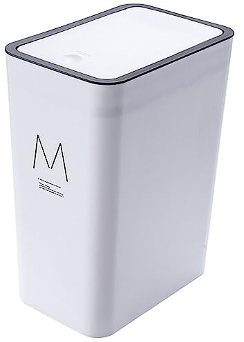 DSXH Cubo de Basura de Mesa con Tapa, ubo de basura de plástico, 15 litros, cubo de basura portátil, para cocina, tocador, dormitorio, mostrador (34 cm x 25.5 cm x 17.5 cm) (Blanco)