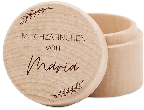 wunderwunsch - Milchzahndose personalisiert aus Holz mit hochwertiger Gravur - Zahndose Milchzähne als Erinnerung an die ersten Zähnchen (Zweige)
