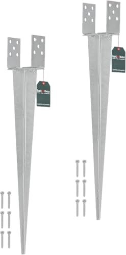 KOTARBAU® Lot de 2 douilles à enfoncer - Support de poteau de 0 à 160 mm - Acier argenté - Galvanisé à chaud - Réglable - Ancrage au sol pour poteaux en bois - Ancrage au sol