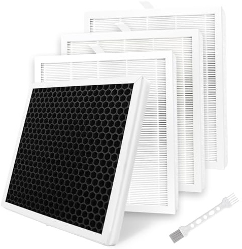 Laukowind 4 Pack E-300L Replacement Filter Compatible with MOOKA and MOOKA FAMILY E-300L, 3-in-1 Filter Replacement for Pet Dander, Bedroom And Office
