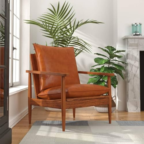 Rantry Sessel Braun Echtleder mit Akazienholz Stuhl Model246480