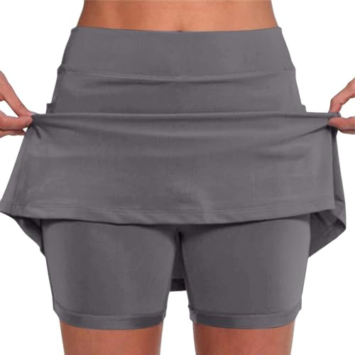 Jupe Short Femme Taille Haute Solide Tennis Golf EntraîNement Sports | Pantskirts pour Yoga Gym Dance Running Ventre Plat Jupette, Pantacourt Femme éTé