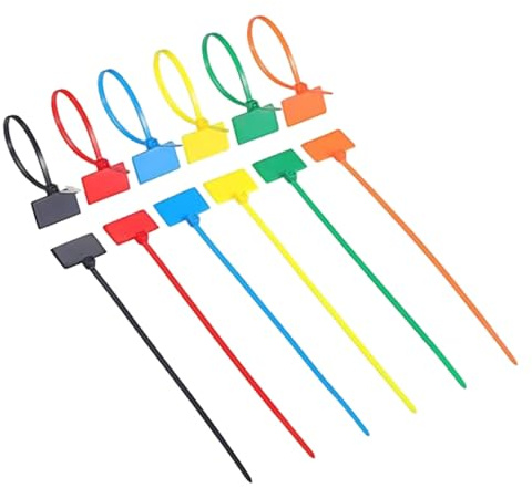 300 Stück Etiketten Kunststoff Kabelbinder mit Beschriftungsfeld 100mm x 3mm, Farbige Bunte Kabelbinder Tags für Kleidung, Logistik, Gepäcktransport, Zuhause, Büro, Garten, Garage