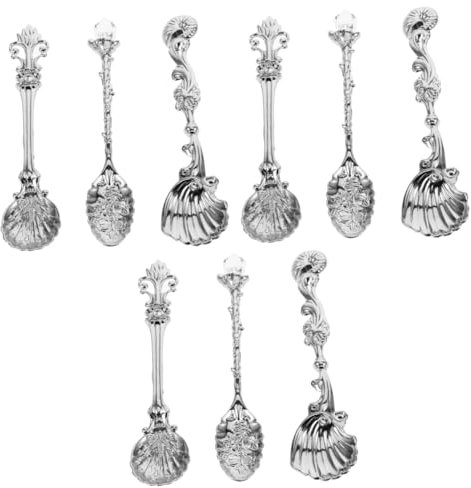 Ciieeo 3sets European Style Silver Cutlery Spoon Spoons for Desserts Ice Scoops Hand Washable