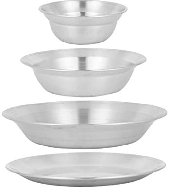 Picknickgerichte im Freien Teller Edelstahl Teller Grillschalen Tabelle für Outdoor Camping BBQ 4PCS