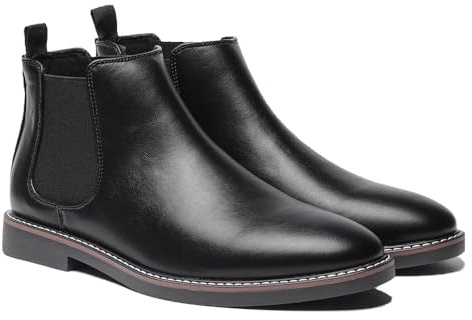 Harssidanzar Uomo Chelsea Stivali Stivaletti Casual Abito Stivali Caviglia Classici Scivolare su Stivali KM303EU,Nero,Dimensione 42