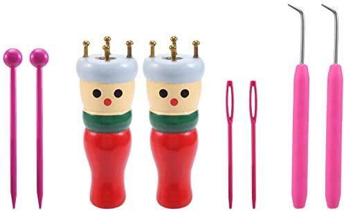 Jrifedptry French Knitter Tool 2 Pack, Wooden Knitting Set Spool Knitting Doll Knitting Toy for Making Bracelets, Etc