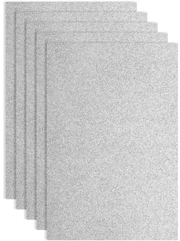 sourcing map 5 Pack Silver Glitters Foam Sheets, 8 x 12 Inch Self-Adhesive Sparkle EVA Foam Sheets Thin Foam Paper for Crafting, DIY Project, Classroom, Scrapbooking (1.5mm Thick)