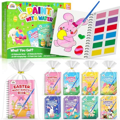 ZMLM 24 Aquarellbücher, Osterkörbe für Kinder, Mini-Malbücher Großpackung Ostergeschenke für Kinder im Alter von 4–8 Jahren Preise für die Schule als Tütenfüller zum Geburtstag Partygeschenke