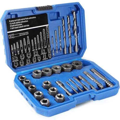SWAWIS 26 Stück Schraubenausdreher Linksausdreher Schrauben Ausdreher Set Profi mit Tragetasche Hoher Härte Linksausdreher Zum Entfernen Beschädigter, Verrosteter Bolzen und Schrauben