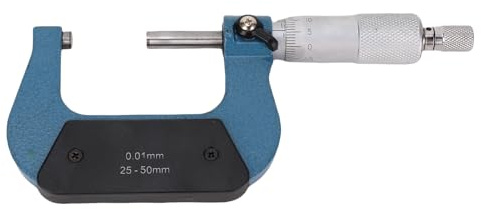 Fockety Micrometro esterno, micrometro per meccanici ultra preciso de 0,01 mm, gamma 25-50 mm, strumento di misurazione micrometrico con graduazione de 0,01 mm con custodie