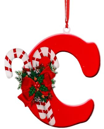 26 Letter Christmas Tree Ornaments, Alphabet Personalized Christmas Holiday Tree Ornament Hanging Pendant for Party Home DIY Craft Decoration Supplies (C)