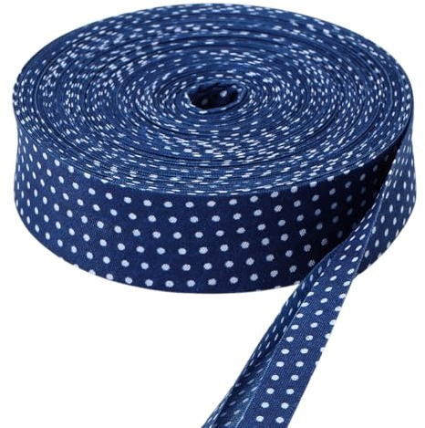 PH PandaHall 22m Gepunktetes Schrägband 25.5mm Breit Doppelt Gefaltetes Bindeband Blaues Schrägband Mit Weißem Punktband Nähband Zum Basteln Nähen Heimwerken Kleidungszubehör Haarschleifen Dekoration