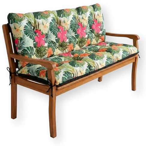 4L Textil Bankauflage Outdoor Gartenbankauflage Hollywoodschaukel | 110x50x50cm | Blumen | Ohne/Mit Rückenlehne | Sitzkissen | Bankkissen | Gartenstuhlauflagen