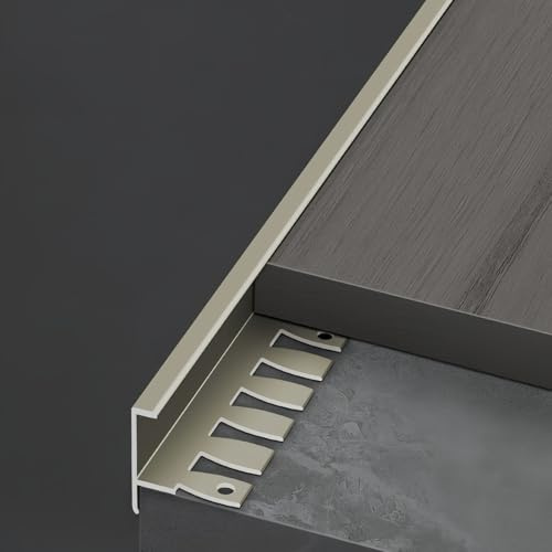 Coayuou Baguette Carrelage Angle en F 90cm* 3 Pièces Coin D Escalier Anti Poussière Flexible Baguette Alu pour Protection Durable Et Esthétique, Installation Rapide Et Facile(Champagne,18.2mm)